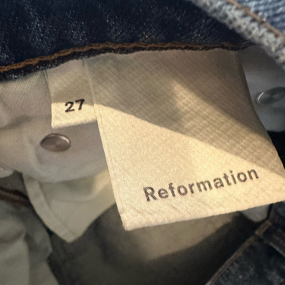 Reformation Cynthia High Rise Straight Relaxed Raw Cuff Jeans Teton Wash sz - Picture 5 of 8